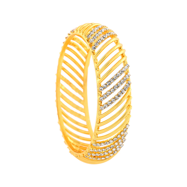 Estele Gold Plated Classic Designer Bangle with Crystals for Women
