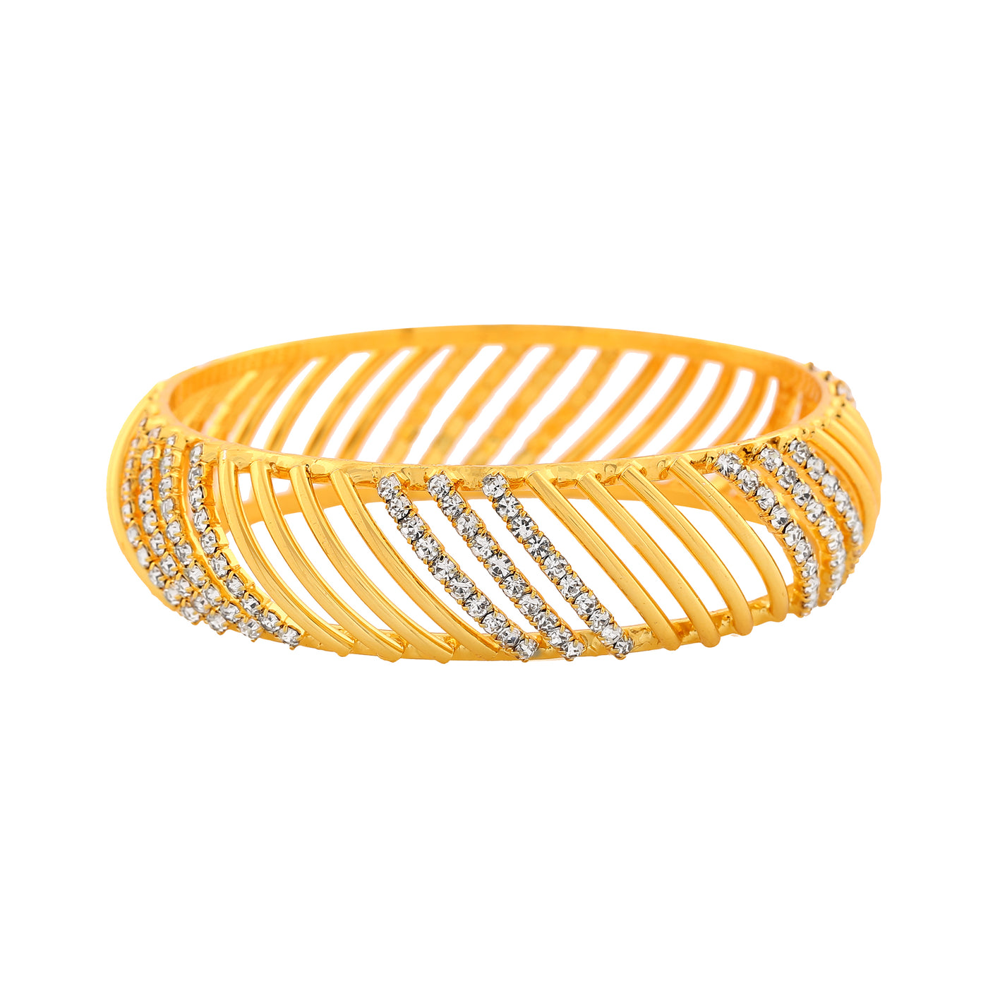 Estele Gold Plated Classic Designer Bangle with Crystals for Women