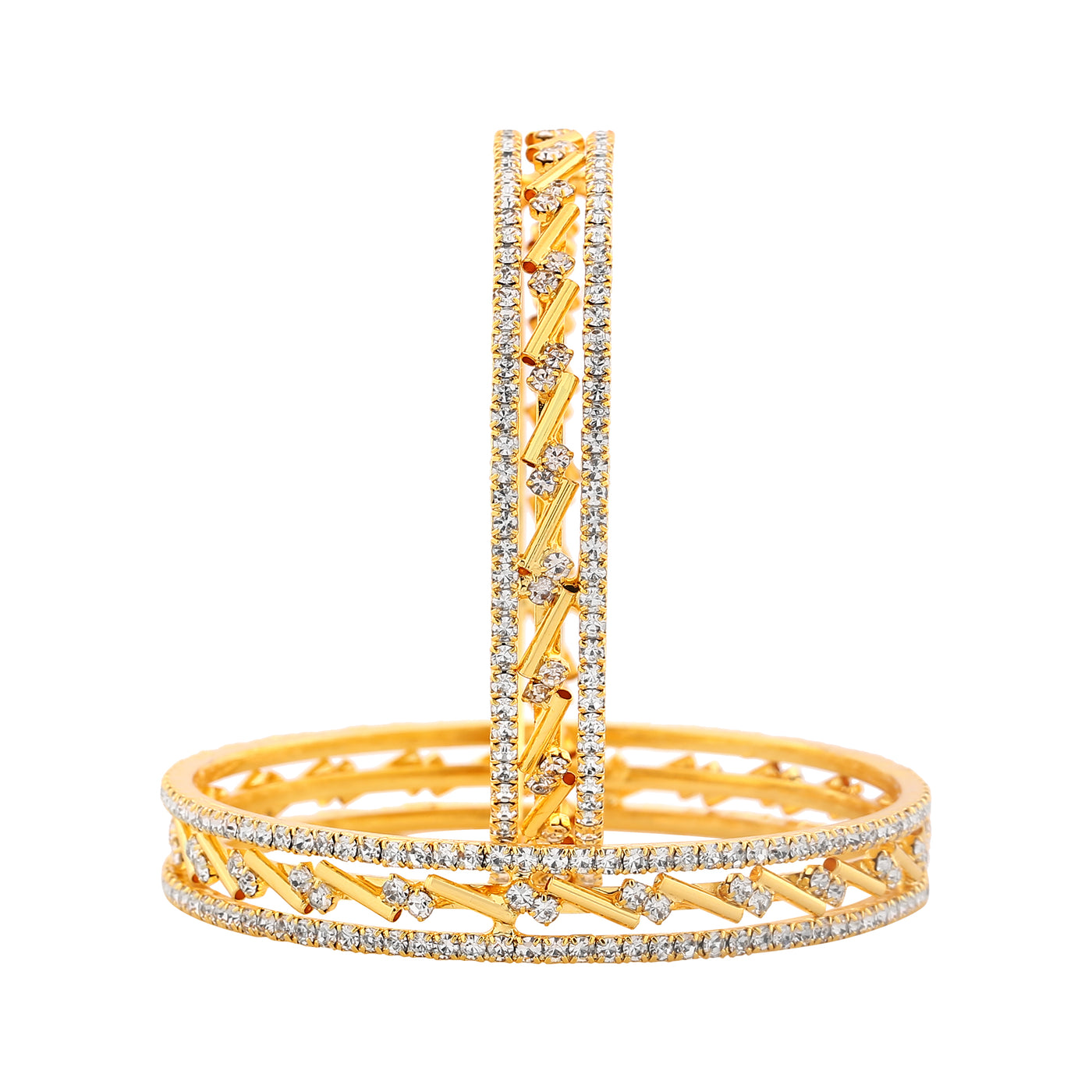 Estele Gold Plated Exquisite Bangle Set with Crystals for Women