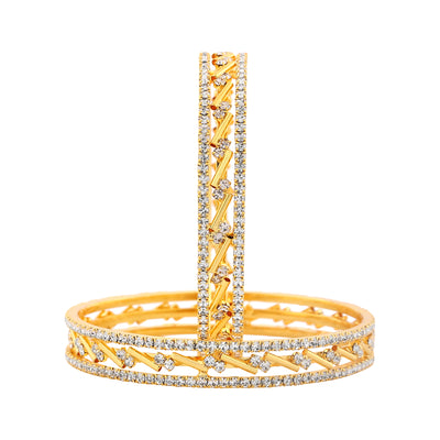 Estele Gold Plated Exquisite Bangle Set with Crystals for Women