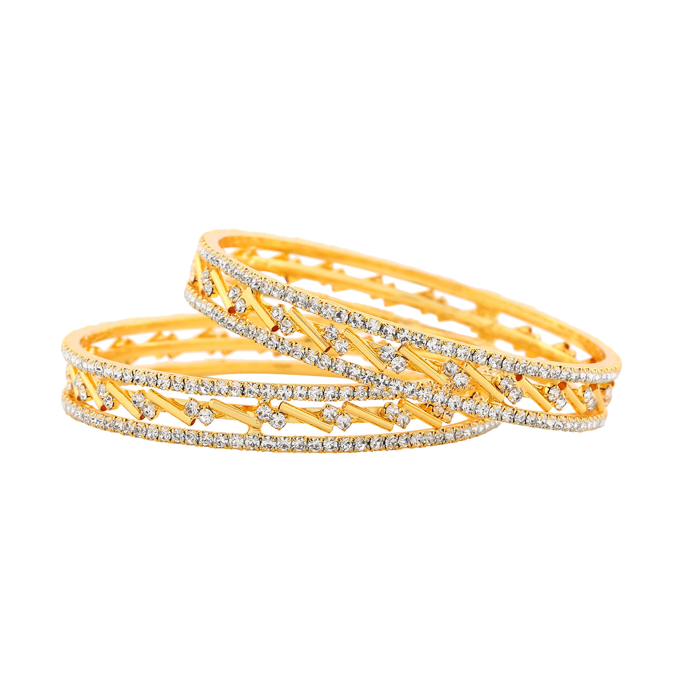 Estele Gold Plated Exquisite Bangle Set with Crystals for Women