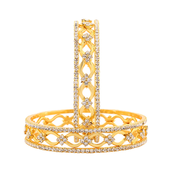 Estele Gold Plated Magnificent Designer Bangle Set with Crystals for Women