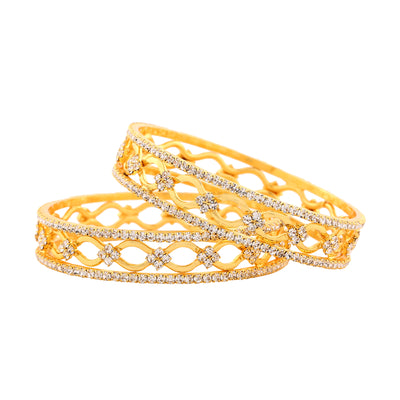 Estele Gold Plated Magnificent Designer Bangle Set with Crystals for Women