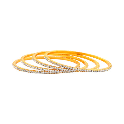 Estele Gold Plated Gorgeous Bangle Set with Crystals for Women