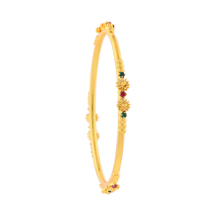 Estele Gold Plated Floral Designer Bangle Set with Crystals for Women