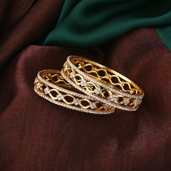 Estele Gold Plated Magnificent Designer Bangle Set with Crystals for Women