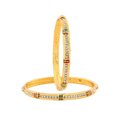 Estele Gold Plated Alluring Bangle Set with Crystals for Women