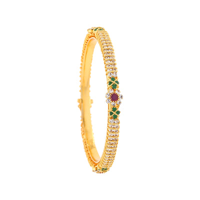 Estele Gold Plated Floral Designer Bangle Set with Crystals for Women