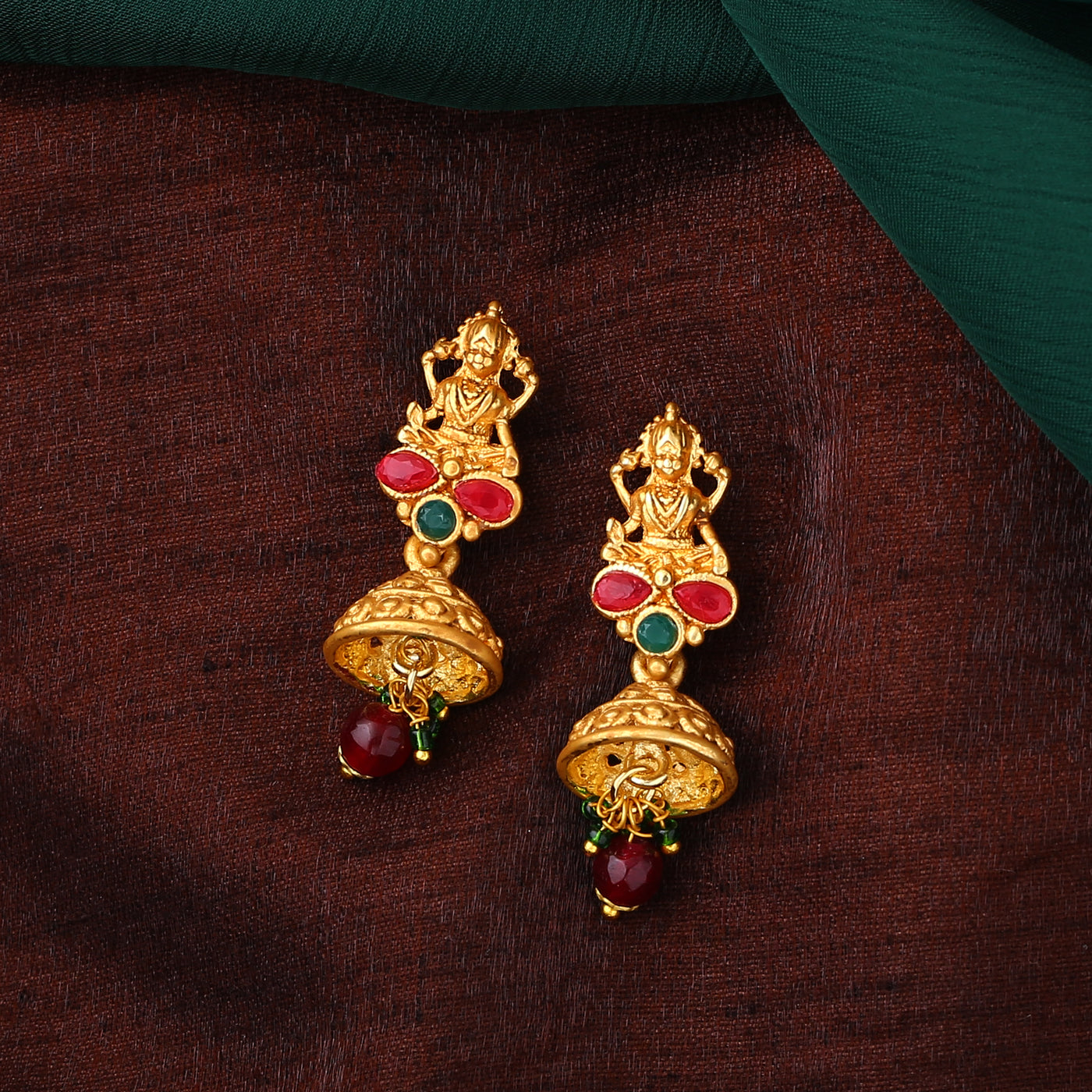 Estele Gold Plated Lakshmi Devi Designer Necklace set with Crystals for Women