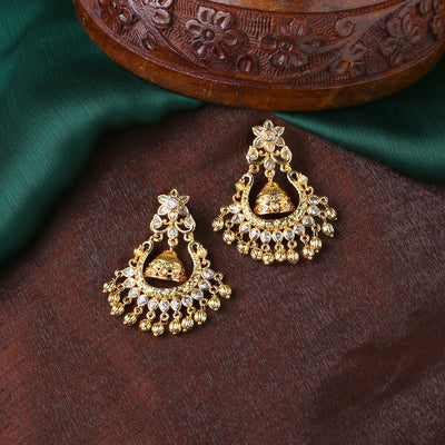 Estele Gold Plated CZ Beautiful Floral Designer Jhumki Earrings for Women