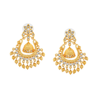 Estele Gold Plated CZ Beautiful Floral Designer Jhumki Earrings for Women