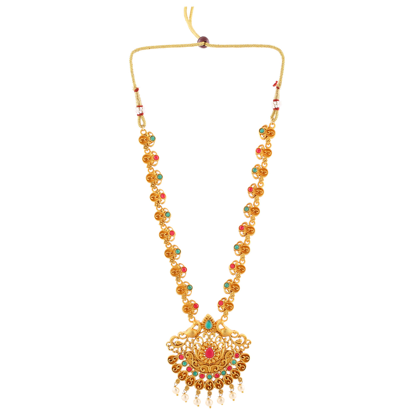 Estele Gold Plated Gorgeous Peacock Designer Necklace Set with Crystals and Pearls for Women