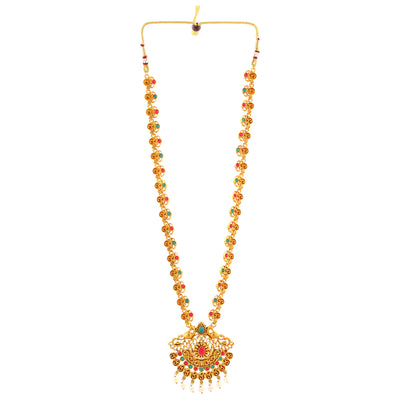 Estele Gold Plated Gorgeous Peacock Designer Necklace Set with Crystals and Pearls for Women