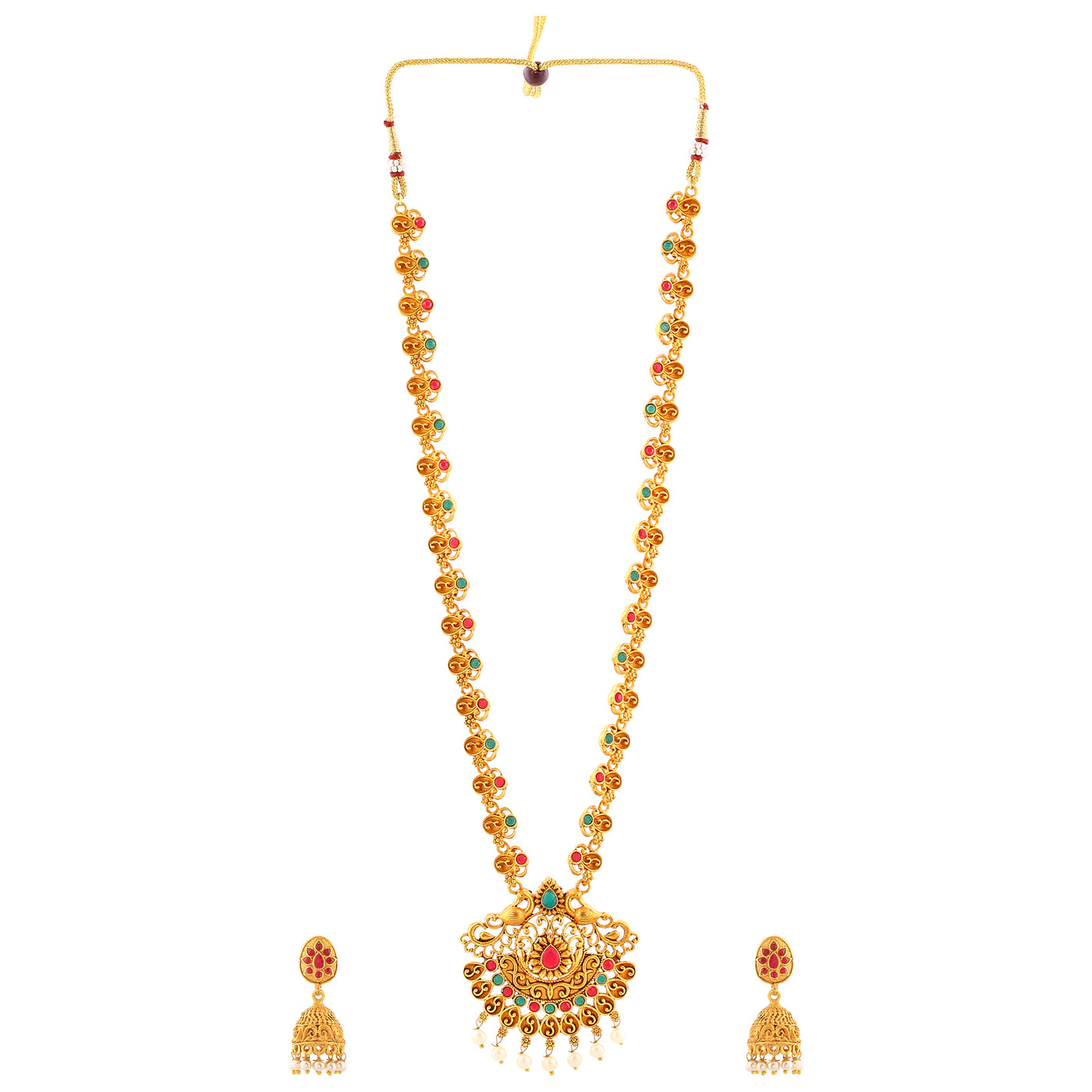 Estele Gold Plated Stunning Peacock Designer Necklace Set with Crystals for Women