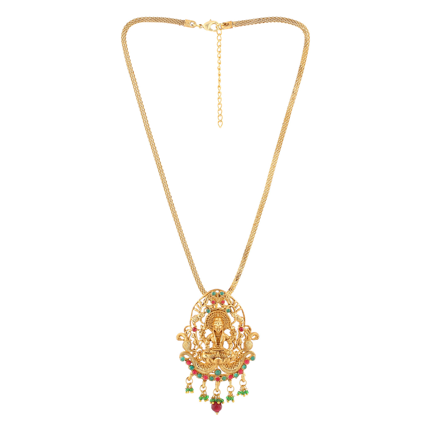 Estele Gold Plated Lakshmi Devi Designer Necklace set with Crystals for Women