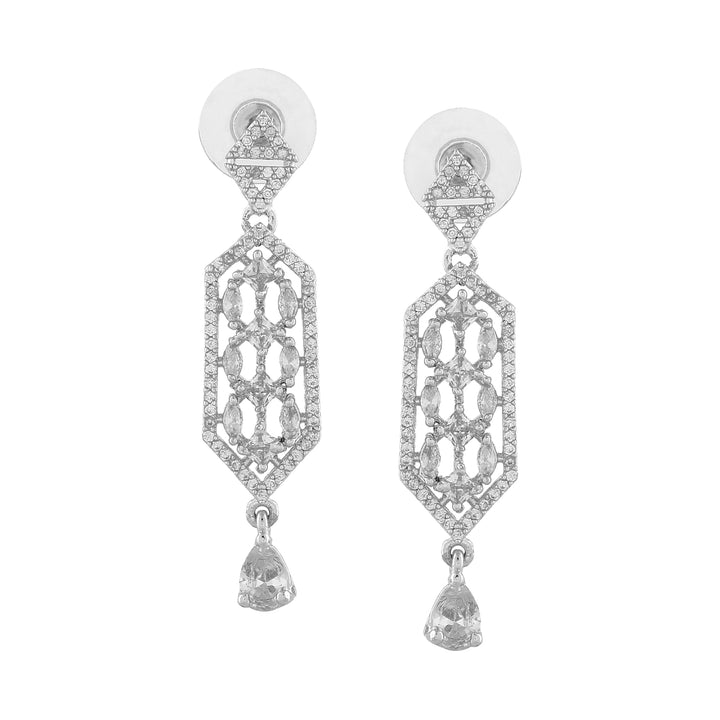 Estele Rhodium Plated Lavish Luxe Designer Choker Style Necklace Set for Women