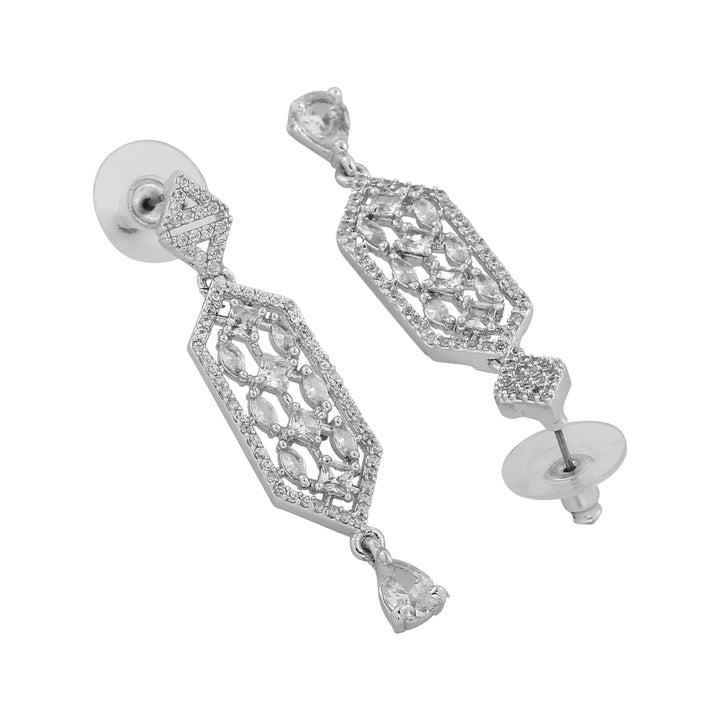 Estele Rhodium Plated Lavish Luxe Designer Choker Style Necklace Set for Women