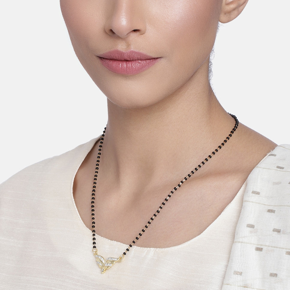 Estele Gold & Rhodium Plated Exquisite Mangalsutra Necklace with Austrian Crystals for Women