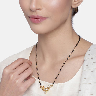 Estele Gold Plated Exquisite Mangalsutra Necklace with Kundan & Pearls for Women