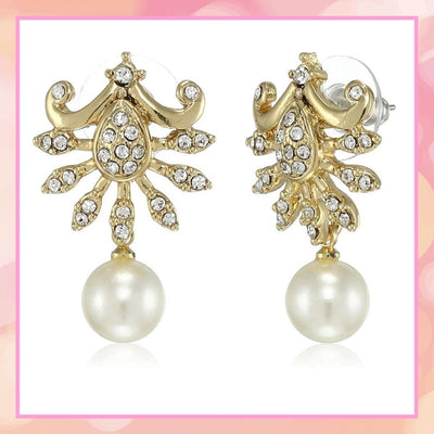 Estele Gold and Silver Plated Moonlight pearl Drop Earrings for women