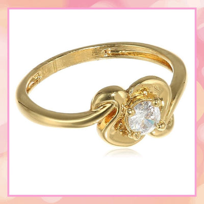 Estele  gold plated fancy ring with Designer Yellow Flower American diamond for women