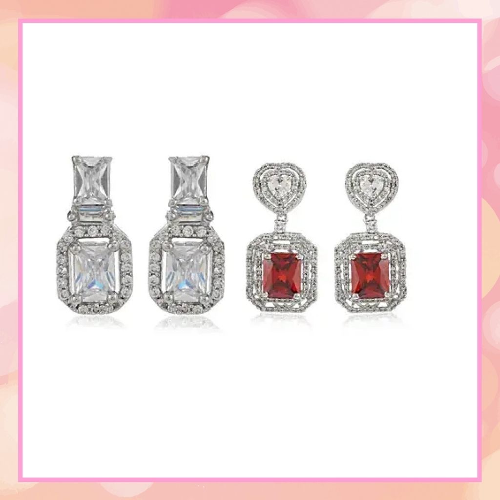 Diamante Fancy Earrings Set With Semi Precious Stones