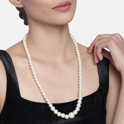 Single Line White Pearl Necklace