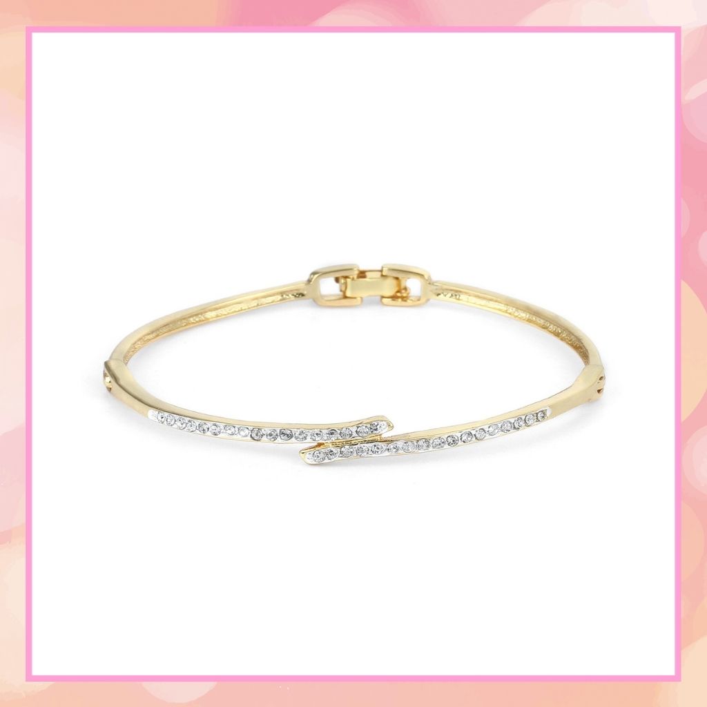 Estele Gold & Rhodium Plated Diamante Elegant Bracelet with Crystals for Women