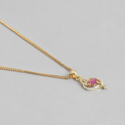 Modern Gold and silver plated American diamond Caught in a wave ruby Necklace