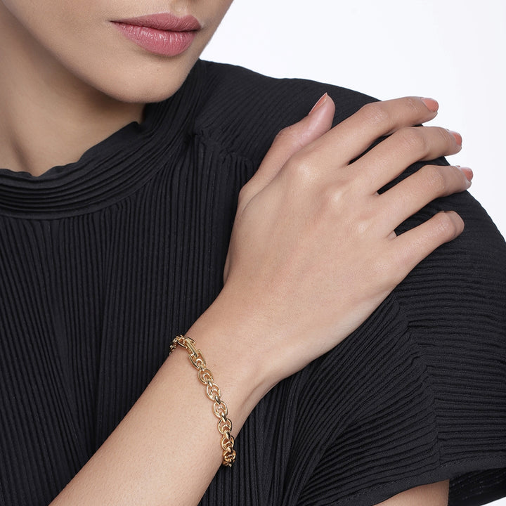 Estele Gold Plated Hula Hoop Bracelet with Box Clasp for women