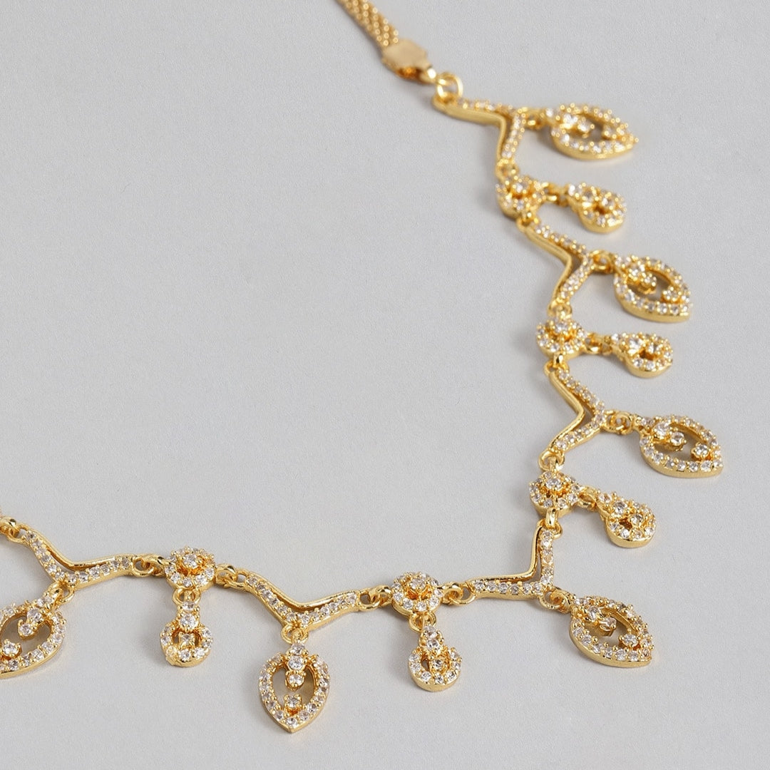 Modern Gold plated American Diamond CZ Full tide Necklace