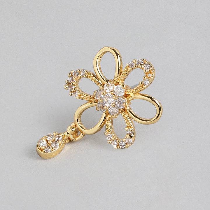 Estele - 24 Kt Gold Plated CZ Flower Shaped Necklace Set for Women