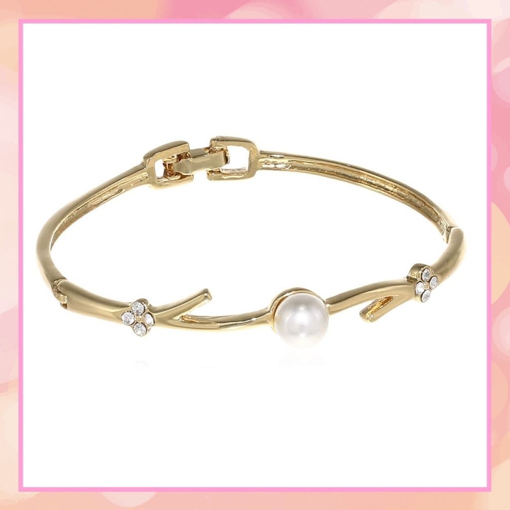 Estele Gold Plated Pearl Branch Cuff Bracelet for women