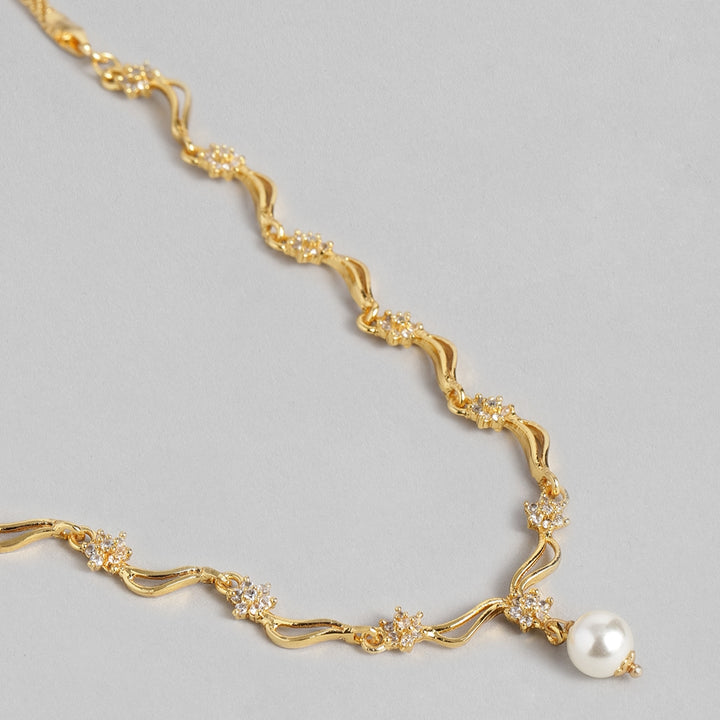 Modern Gold plated American Diamond Star wave Necklace