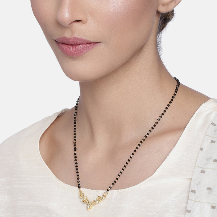 Estele Gold Plated Ravishing Mangalsutra Necklace with Austrian Crystals for Women