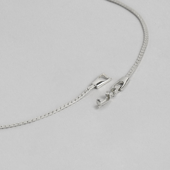 Estele Rhodium Plated chain with attached gold designer pendant for women