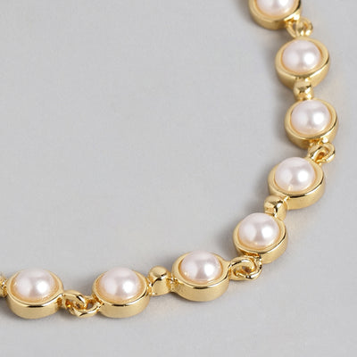 Estele Gold Plated Pearl Studded Traditional Necklace Set for Women