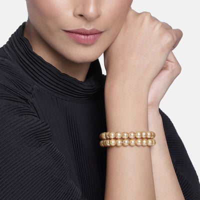 Estele - Gold Pearl Double Line Bracelet