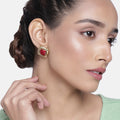 Estele Diamond shaped Red colour mosaic trendy stug earrings for women