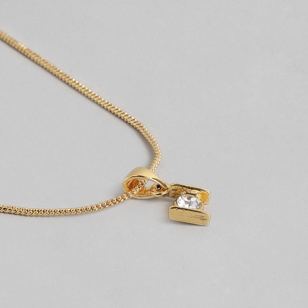 Estele 24 KT Gold Plated Solitaire Austrian Crystal Pendant Set for Women / Girls