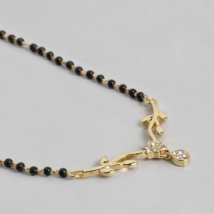 Estele Gold Plated Flower Drop Mangalsutra Necklace Set for Women