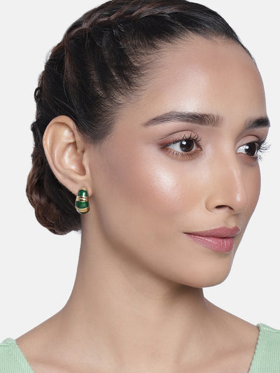 Estele Fancy trendy green and gold plated stud earrings for women