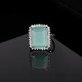Estele Rhodium Plated CZ Adjustable Glorious Mint Green Finger Ring for Women(Adjustable)