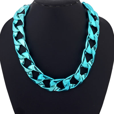 Estele Metallic Sky Blue Plated Versatile Cuban Designer Necklace for Women