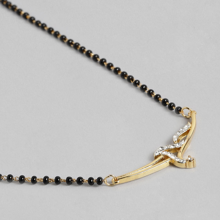 Estele Gold Plated Sophisticated Mangalsutra Necklace Set with Austrian Crystals for Women