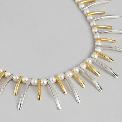 Estele 24 Kt Gold Plated Close Set CZ Necklace Set for Women