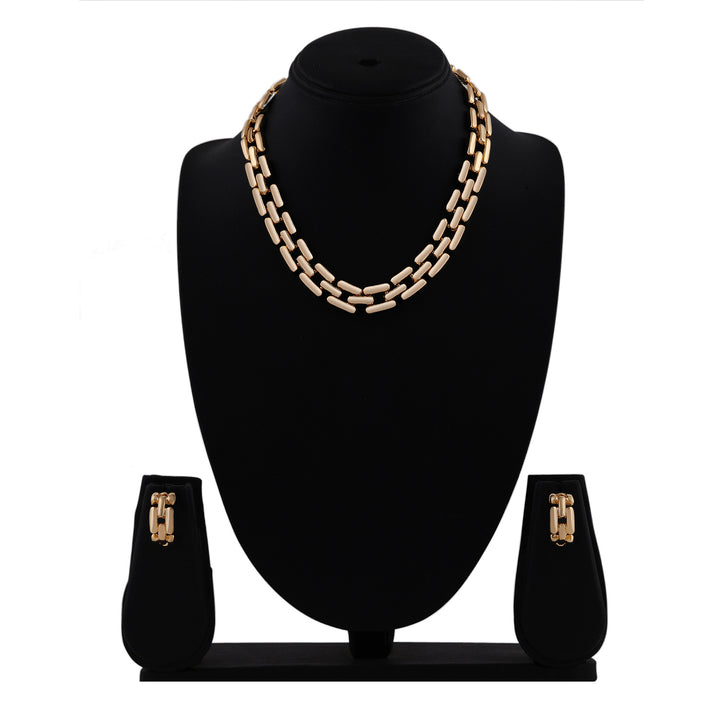 Estele - 24 KT Gold Plated Interlink Chain Necklace Set