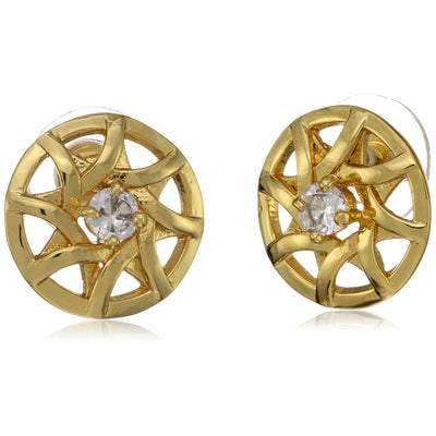 Estele  Gold Tone Plated Round Stud Earrings for women
