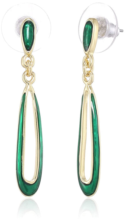 Estele Valentines Day Gifts For Women Rhinestone Stud Earrings For Girls & Women (BLACK & GREEN)