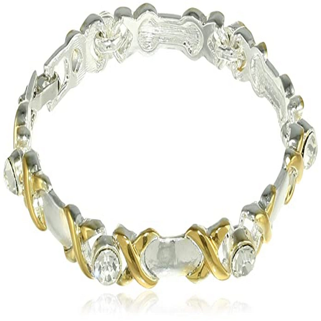 Estele two tone Plated Cross Rectangle Crystal Bracelet for women